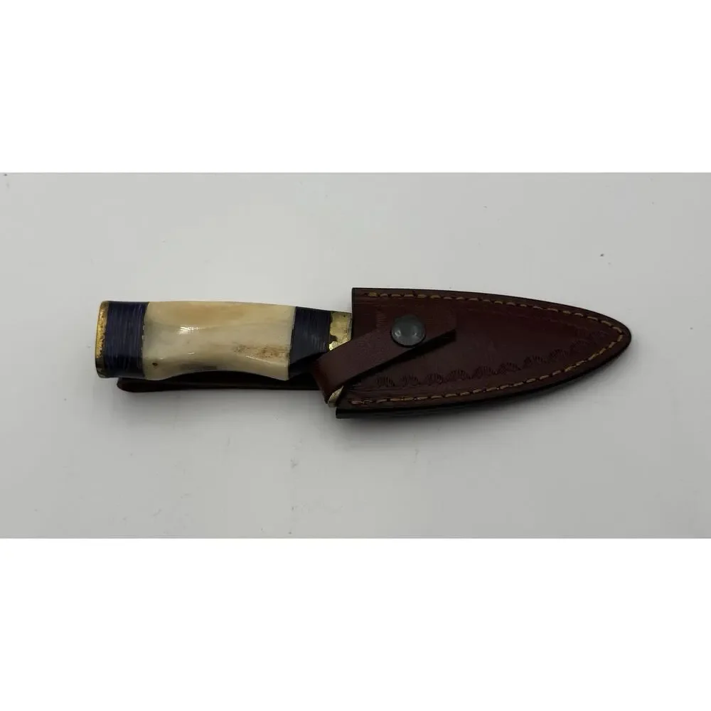 Handmade Damascus Steel Fixed Blade Knife w/ Leather Sheath – Pakistan Made NEW